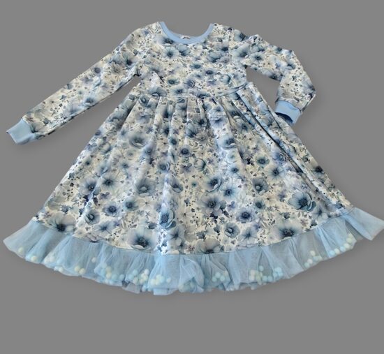 Kleita  "Zilie ziediņi" ar bumbiņām