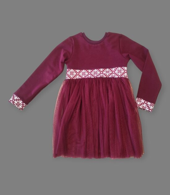 Kleita "Bordo" ar Auseklīša detaļām 128 izm.