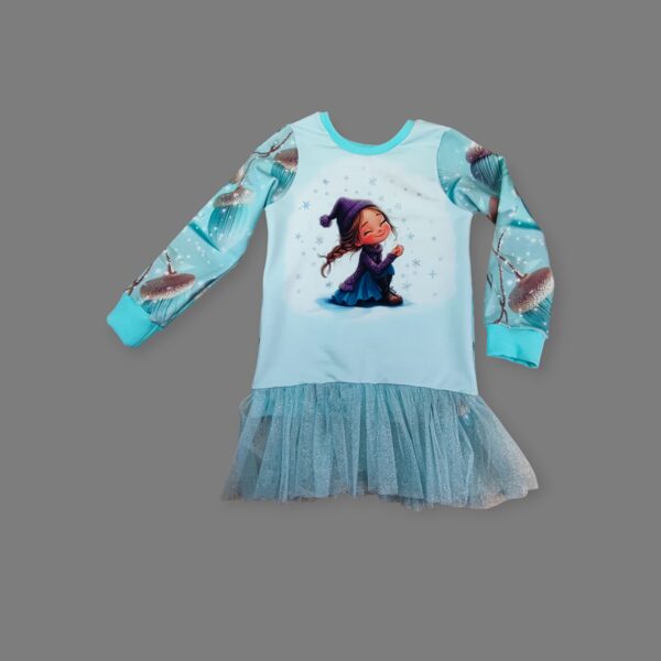 Pagarināts džemperis -tunika ar tillu "Meitene"  110 izm.